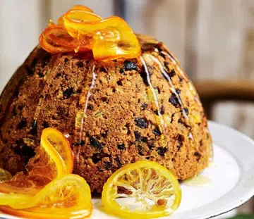 Steamed Citrus Brandy Fruit Pudding