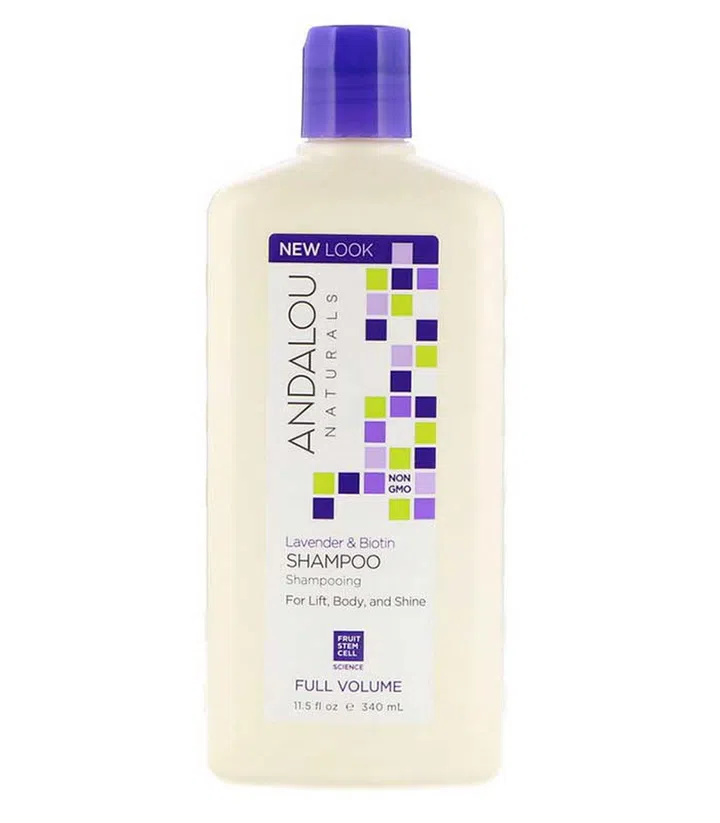 Finally, we have the Andalou Naturals Shampoo Full Volume For Lift, Body, and Shine, Lavender & Biotin ($9.99) 