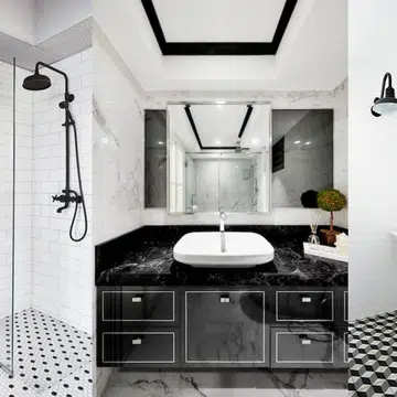 black-and-white-Bathroom interiors