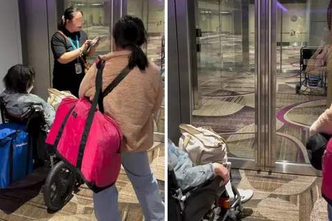 搭机飞抵樟宜机场 轮椅嬷被反锁廊桥