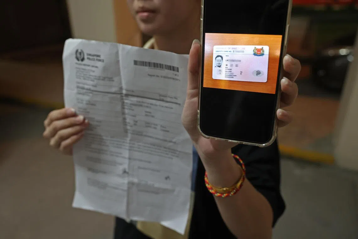 刘小姐得悉自己被骗后，马上报警处理。（吴伟国摄）