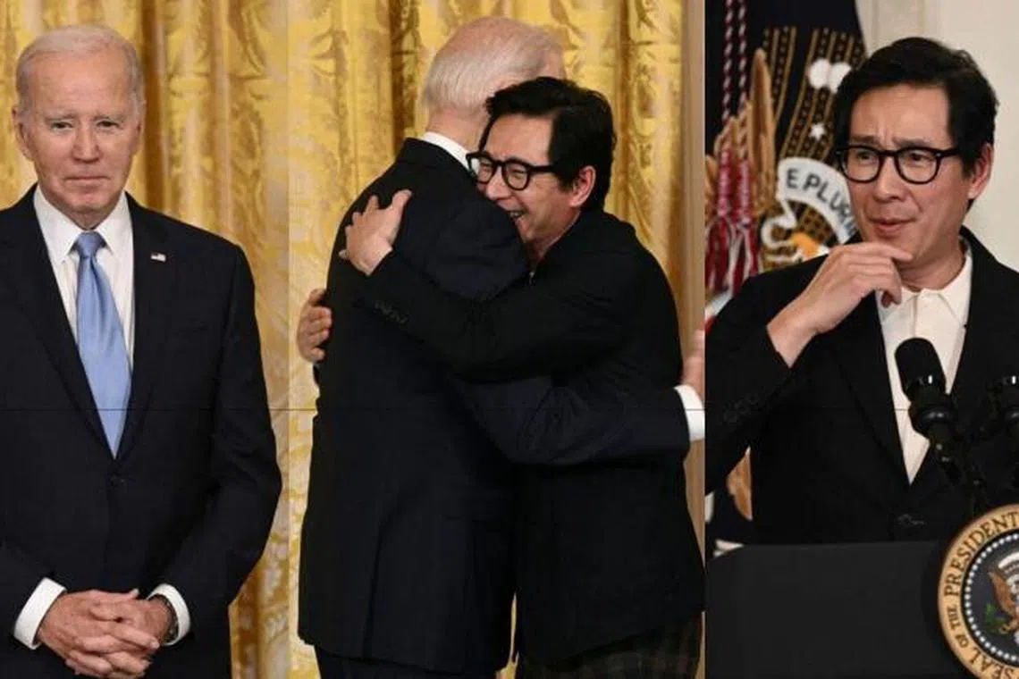 关继威与拜登相拥。（取自网络）