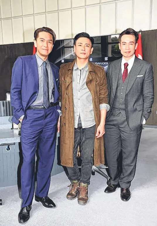 马国明（左起）、黄宗泽和陈豪三视帝难得同台演戏。（取自网络）