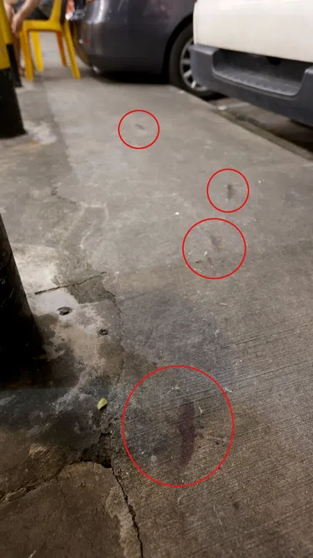 案发地点所留下的血印。（庄耿闻摄）