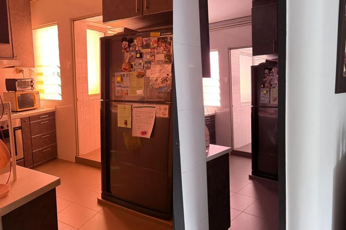 这是外墙重新粉刷前后的对比，从右图可见，反光的问题已有所改善。（受访者提供）