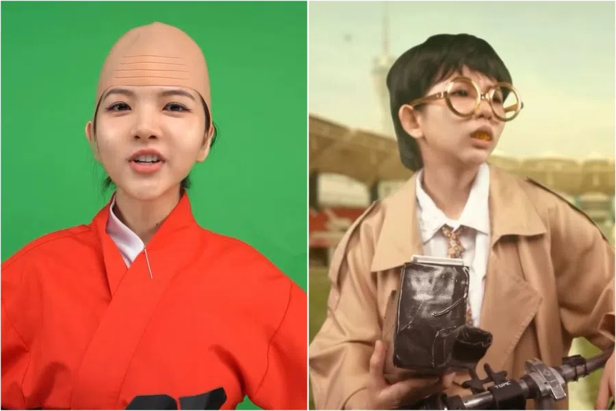 关丽荭不仅带头套演秃头，还带上假牙演哨牙，完全不在意丑化样貌。（取自艺人IG）