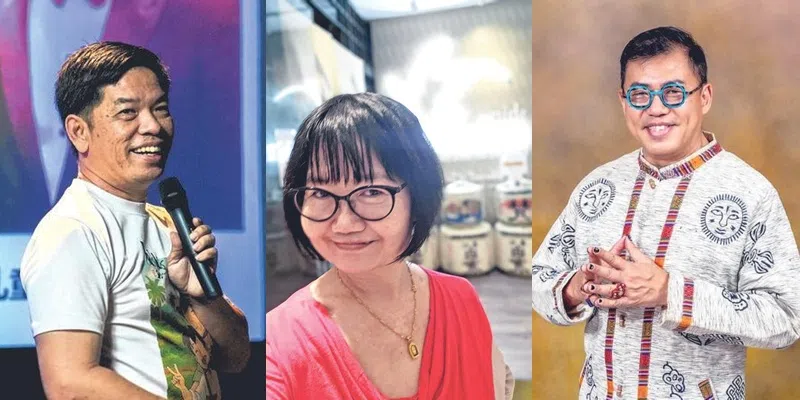 《新明日报》请来（左起）导演李子剑，以及本地资深媒体人陈韵红和祁哲泉，根据孙政、张哲通以及邓伟德的演技、可塑性、口才及观众缘来点评，参与实名趣味投票。（取自网络）