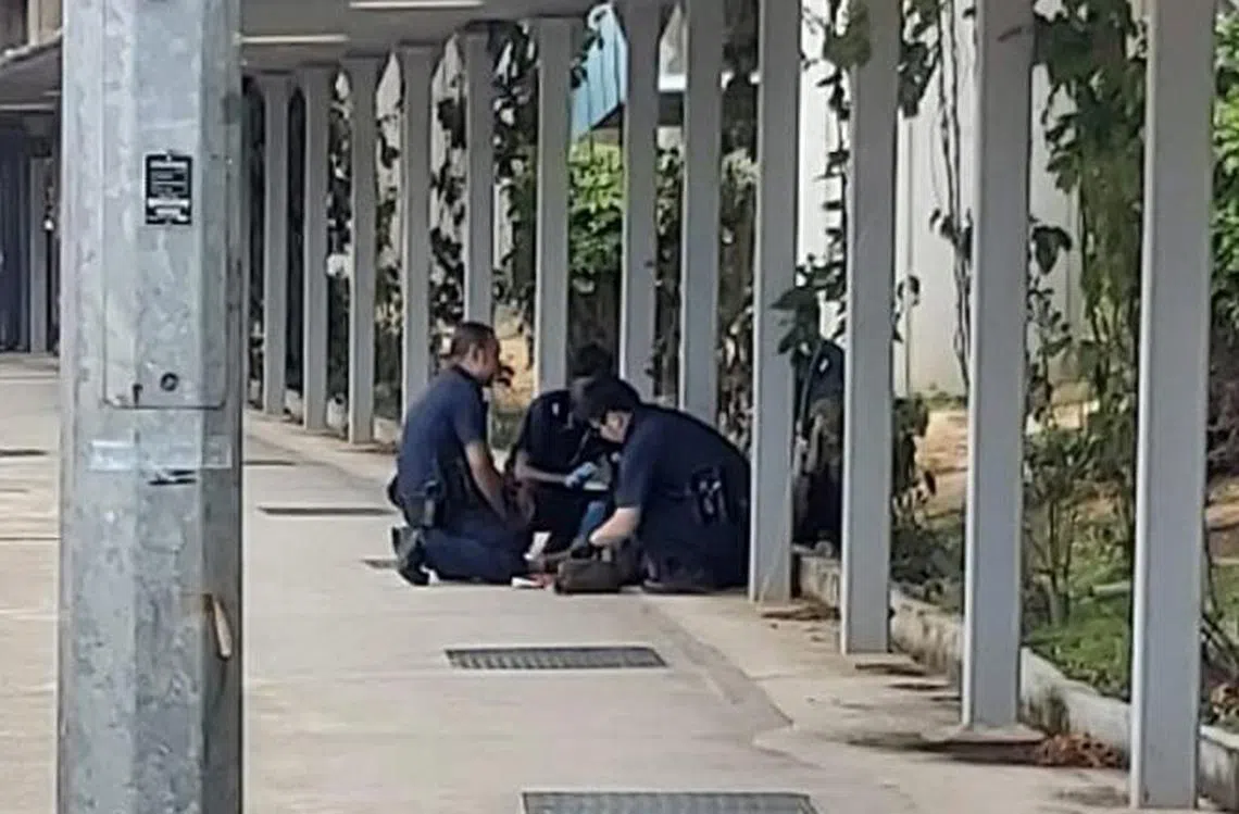 金发男在逃了约400米后，被警方制伏。（受访者提供）