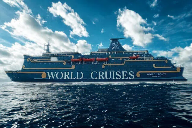 游轮公司称，游轮“World Legacy”有305间客舱，并且只停在新加坡附近的外海。（取自网络）