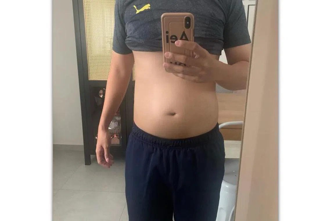 田铭耀透露在3个月内减了16公斤，从68公斤减到52公斤。（受访者提供）