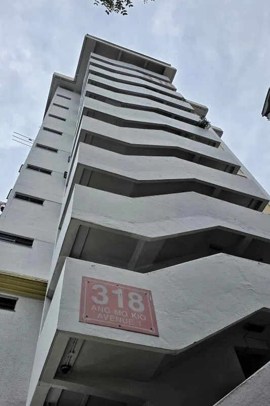 事发地点是宏茂桥1道第318座租赁组屋12楼。（徐颖荃摄）