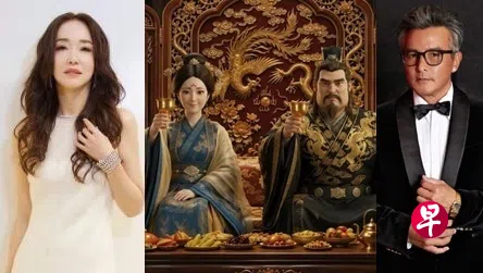 李铭顺（右）和范文芳（左）在3D风格动画电影《玄命阁》中分别声演皇帝与皇后，感觉新鲜别具意义。 （Movitoir Studios提供）