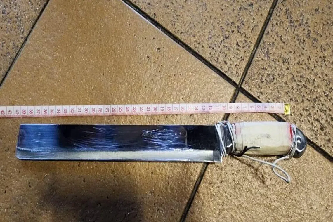 被告当时亮出一把刀刃28公分长的刀。（档案照片）