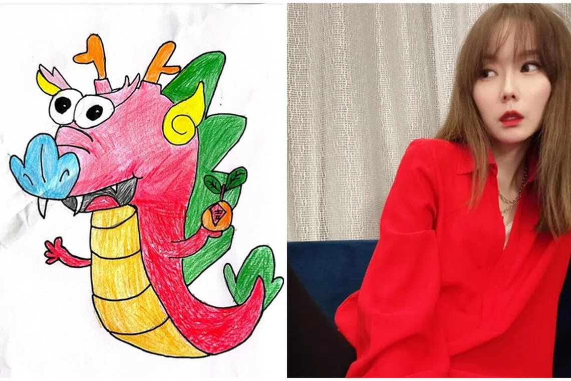 林湘萍女儿画的龙。（受访者提供／艺人IG）