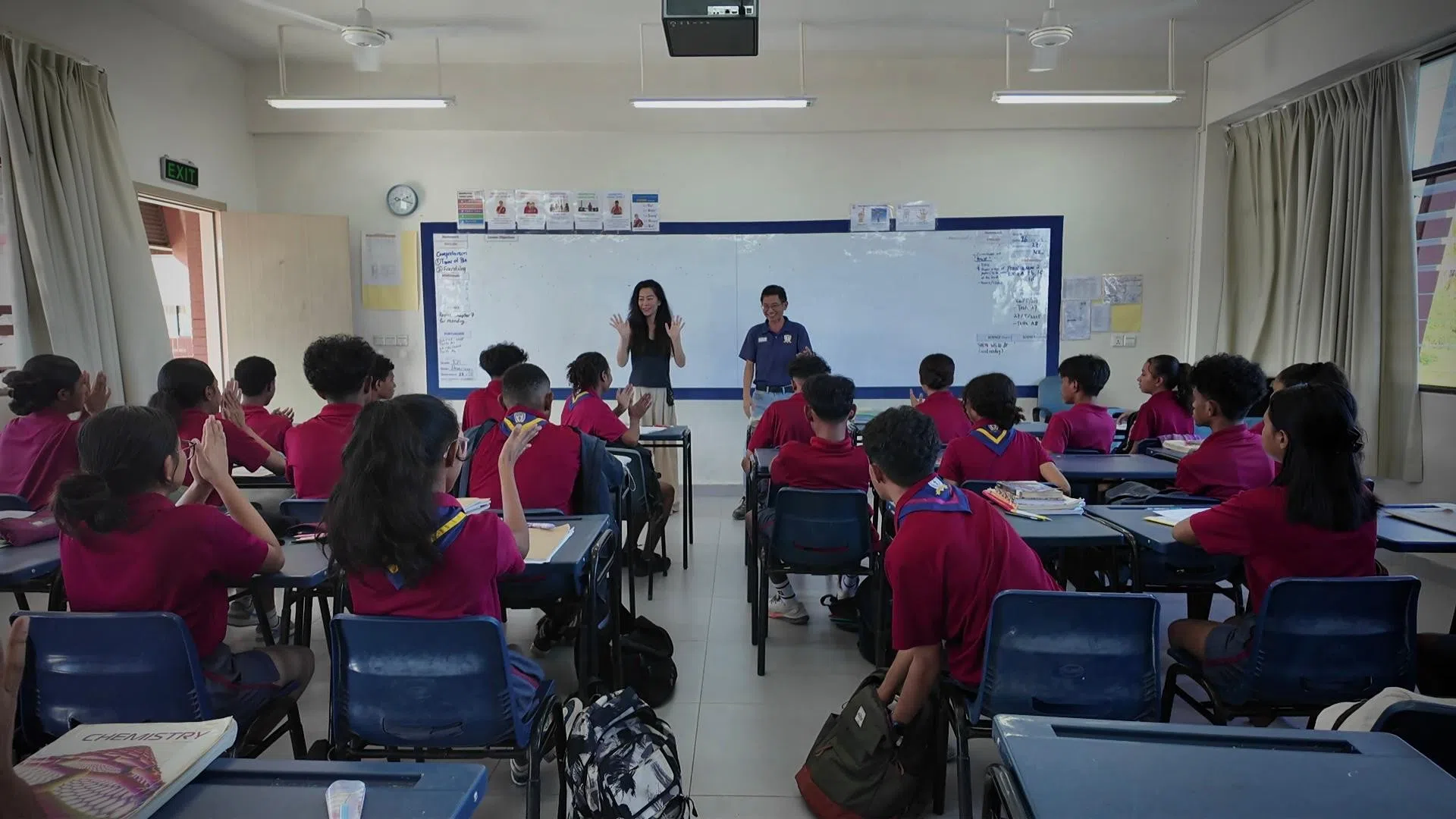 谢韵仪从教育工作者陈永杰身上学到永不放弃的精神。（新传媒提供）