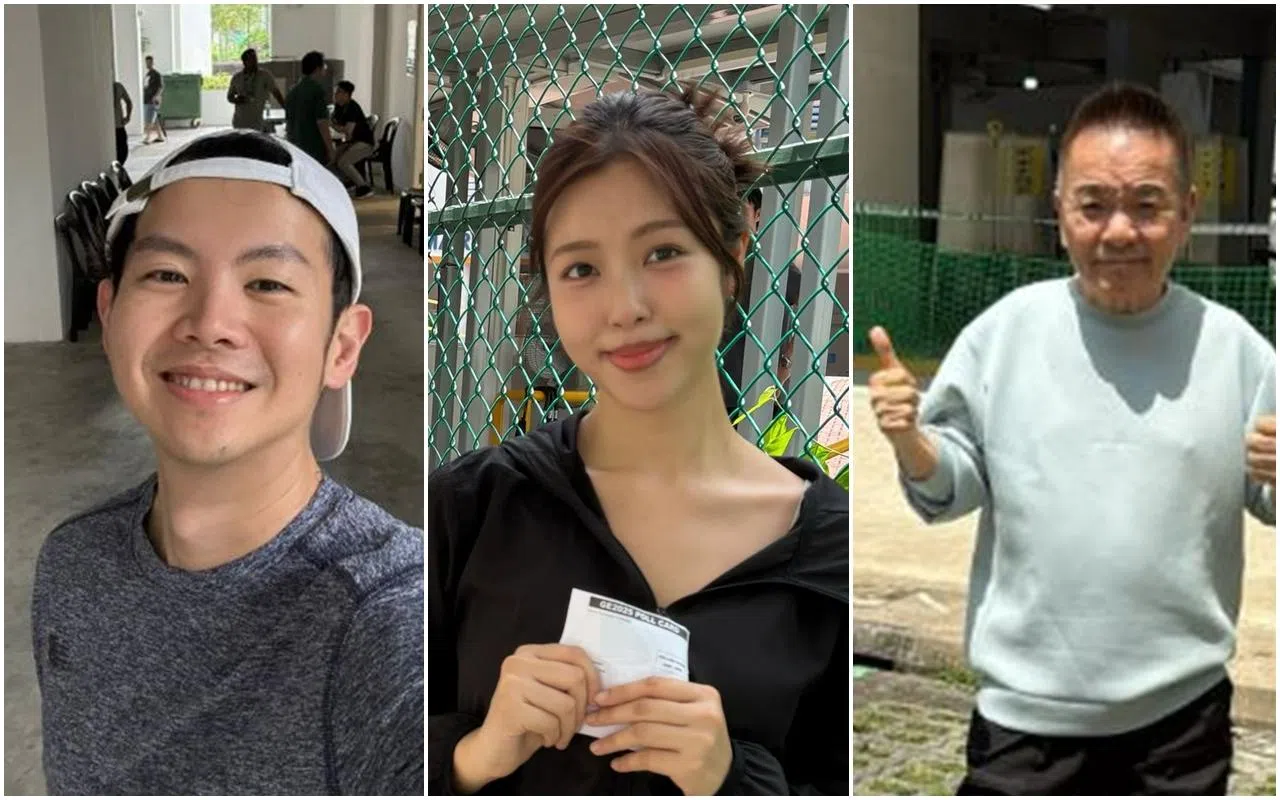 张承尧（左起）、陈瑞敏、陈建彬也到各自选区的投票站投票。（受访者提供）