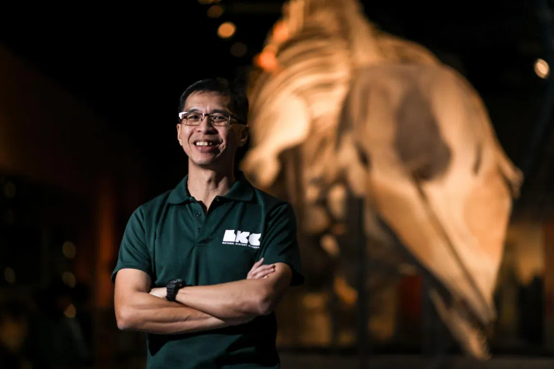 新加坡国立大学生物科学系副教授杨聪仁2022年出任李光前自然历史博物馆馆长。他相信推进跨学科至关重要，任职后设立专研生物多样性历史价值的小组。（刘欣怡摄）