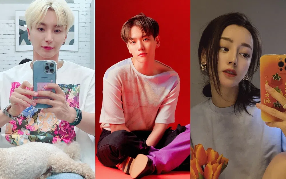 SJ队长利特、EXO成员伯贤及中国女星迪丽热巴的隐私都被泄露。（取自艺人IG、微博及互联网。）