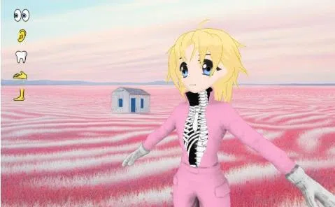 韩国艺术组合Line of Piers的作品《美少女不会化身》颠覆了社交游戏平台VRChat中流行的美少女化身。（艺术家提供）