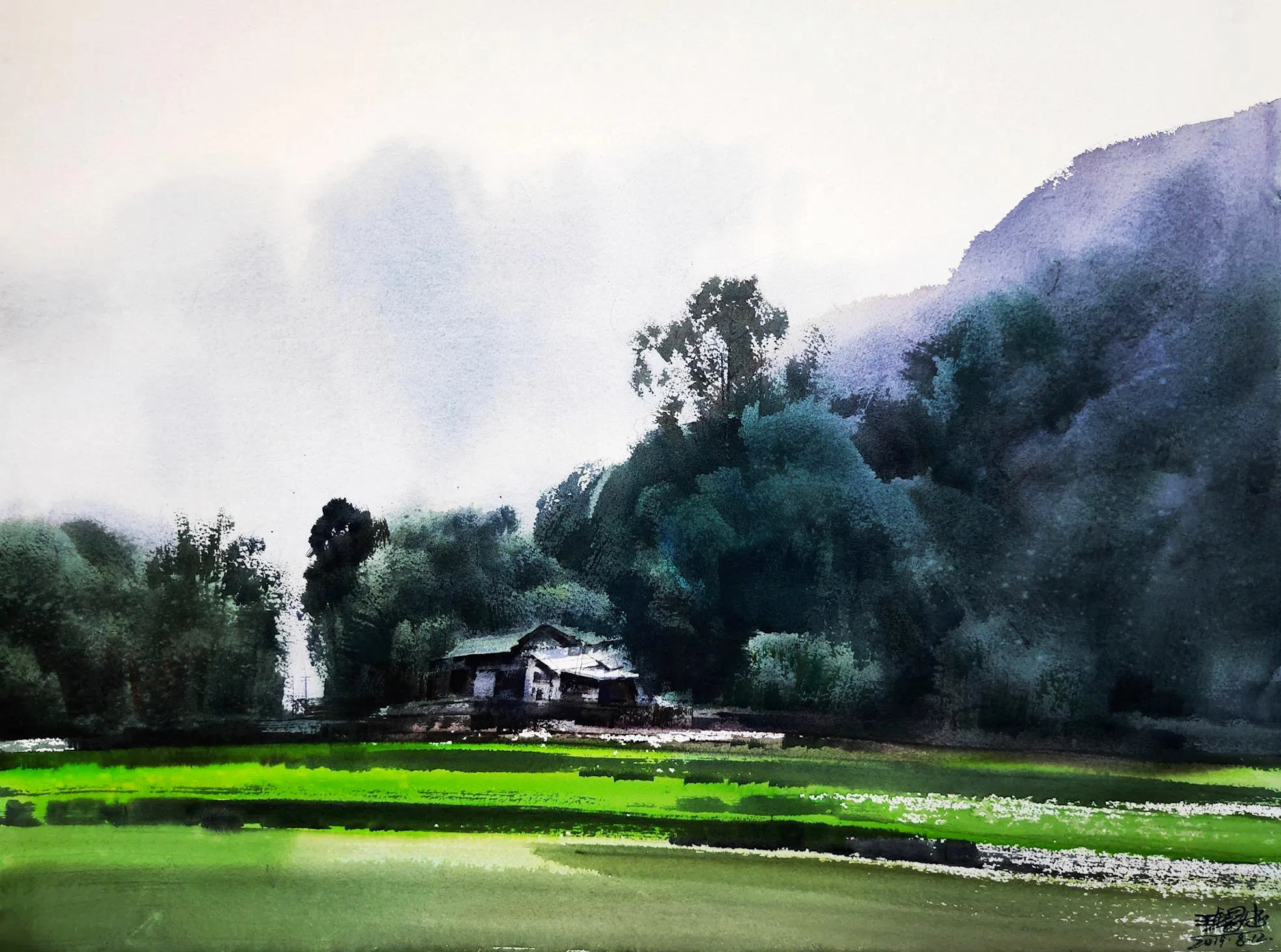 王锡忠水彩风景画。（新加坡水彩画会提供）