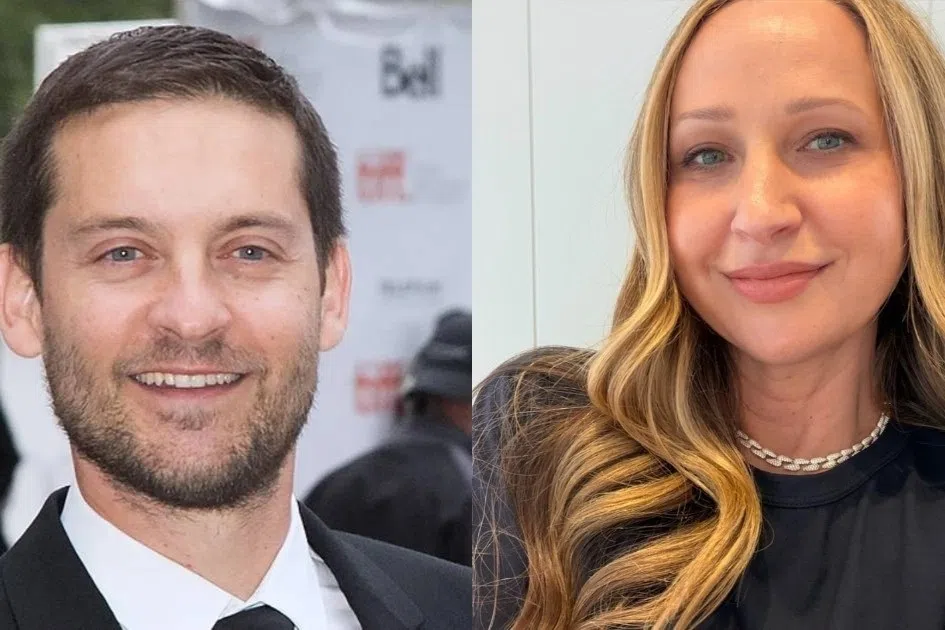 Tobey Maguire（托比马奎尔，左图）和珠宝设计师前妻Jennifer Meyer（珍妮佛梅尔）离婚后，关系依然融洽。（互联网）