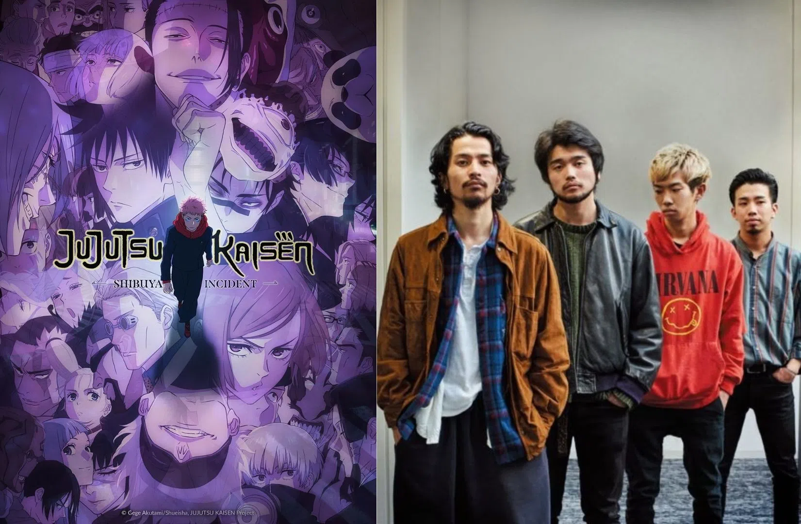 演唱人气动漫《咒术回战》（左）第二季片头曲“SPECIALZ”的日团King Gnu（右）今年4月将首次来新开唱。（互联网）