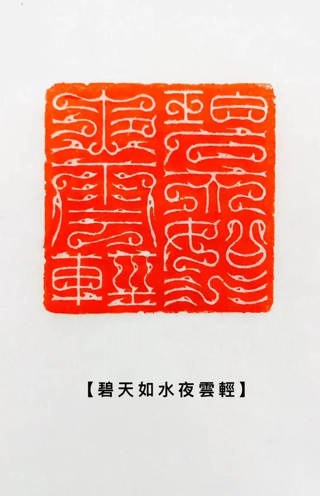赵忠迁鸟虫篆印章《碧天如水夜云轻》。（南洋印社提供）