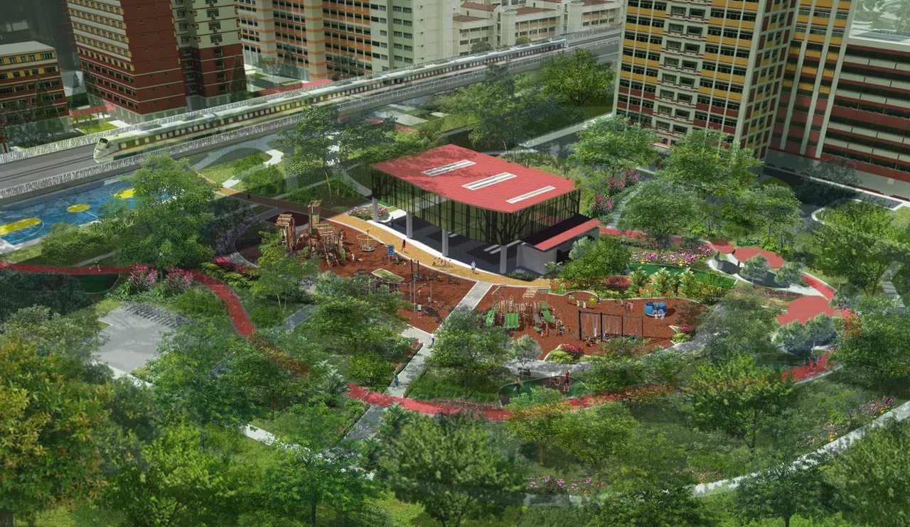 登布树公园将是其中一个获得翻新的邻里公园，日后将增建新的篮球场和跑步道等。（蔡厝港市镇理事会构想图）