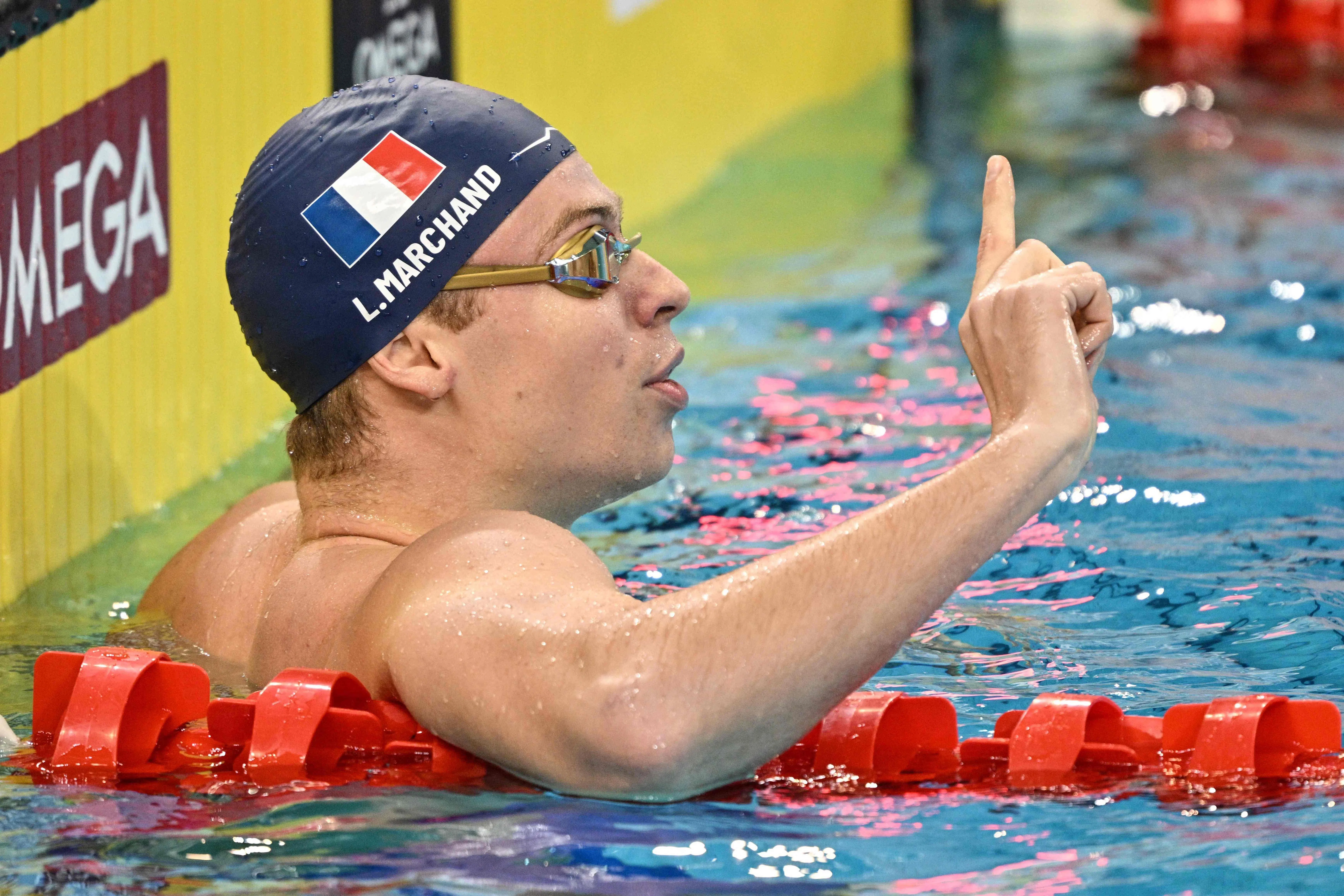 法国好手马尔尚打破男子200米混合泳大会纪录和欧洲纪录。（法新社）