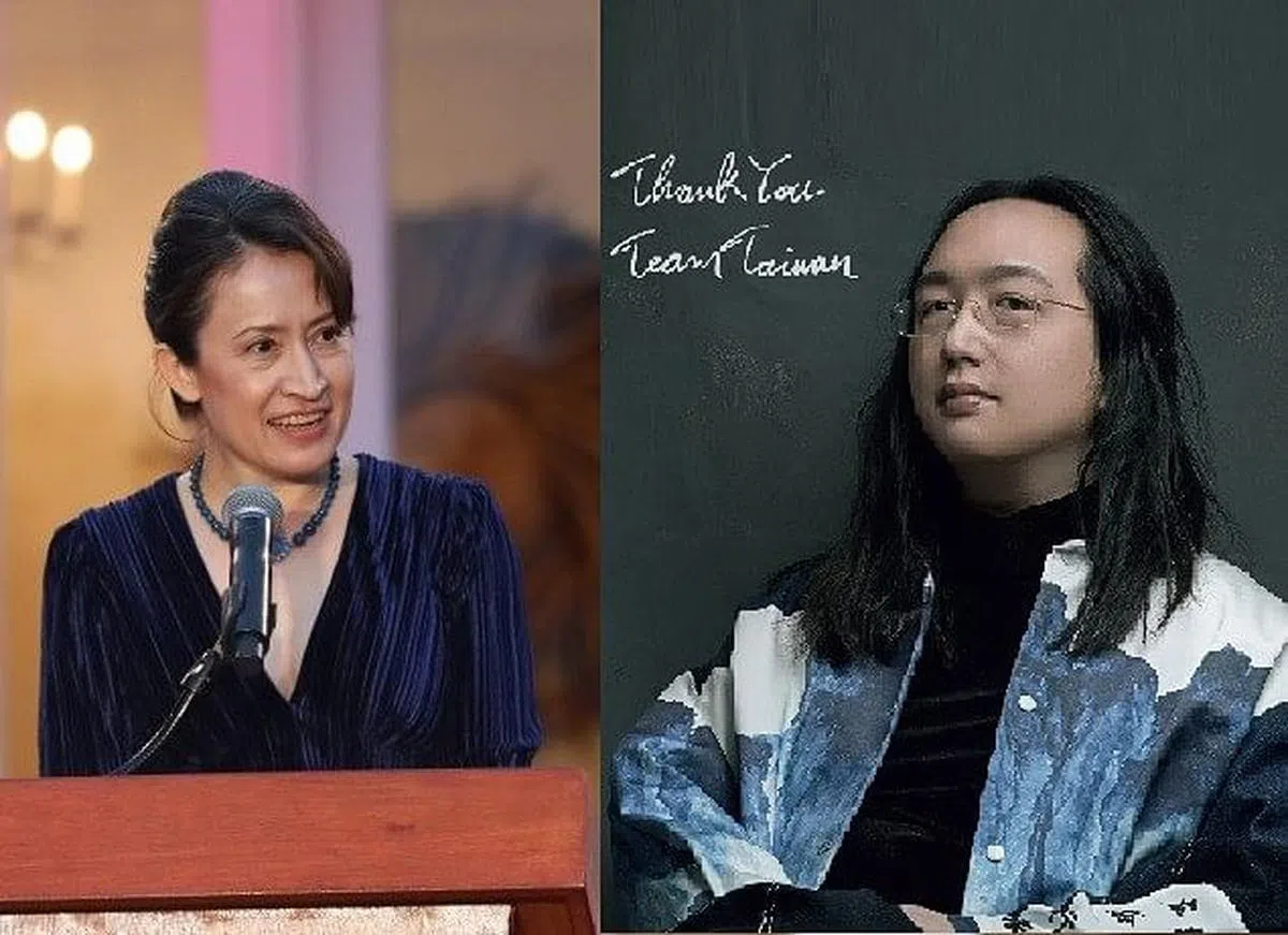 台湾行政院政务委员唐凤（右）和台湾驻美代表萧美琴去年12月代表台湾参加美国召开的民主峰会。（互联网）