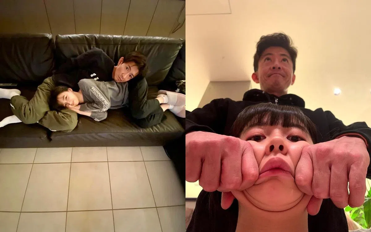 木村心美走搞怪路线，晒出与父亲的逗趣合影。（取自艺人Instagram）