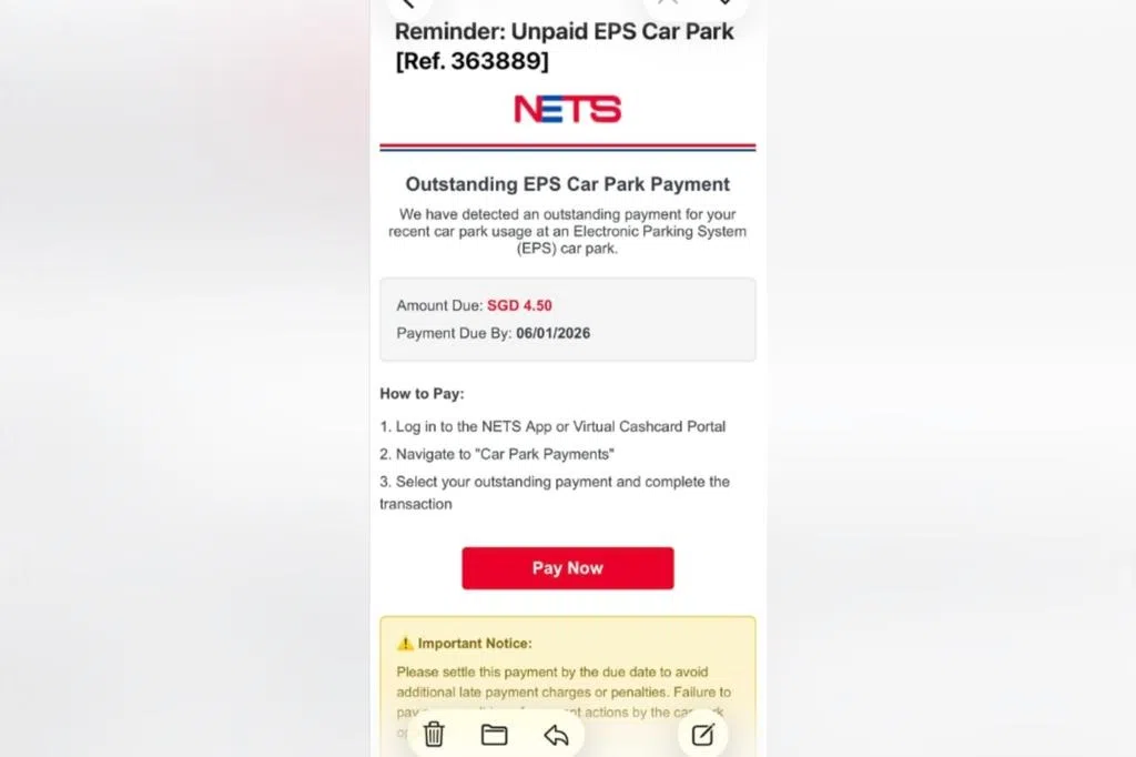 冒名发电邮索停车费 NETS吁公众保持警惕