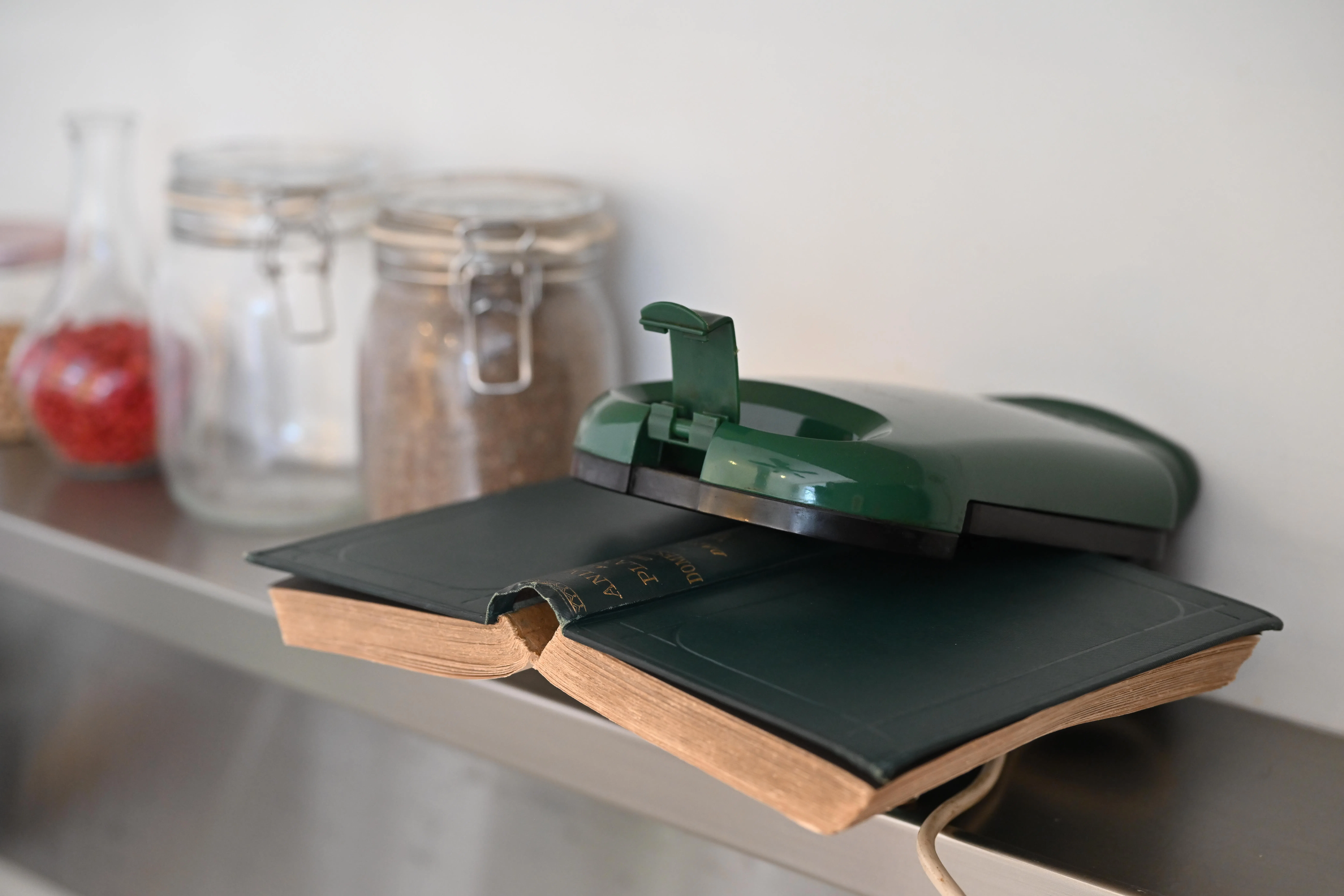 厨房摆放王若冰与陈赛华灌合作的《烘烤达尔文》。（宅生记提供）