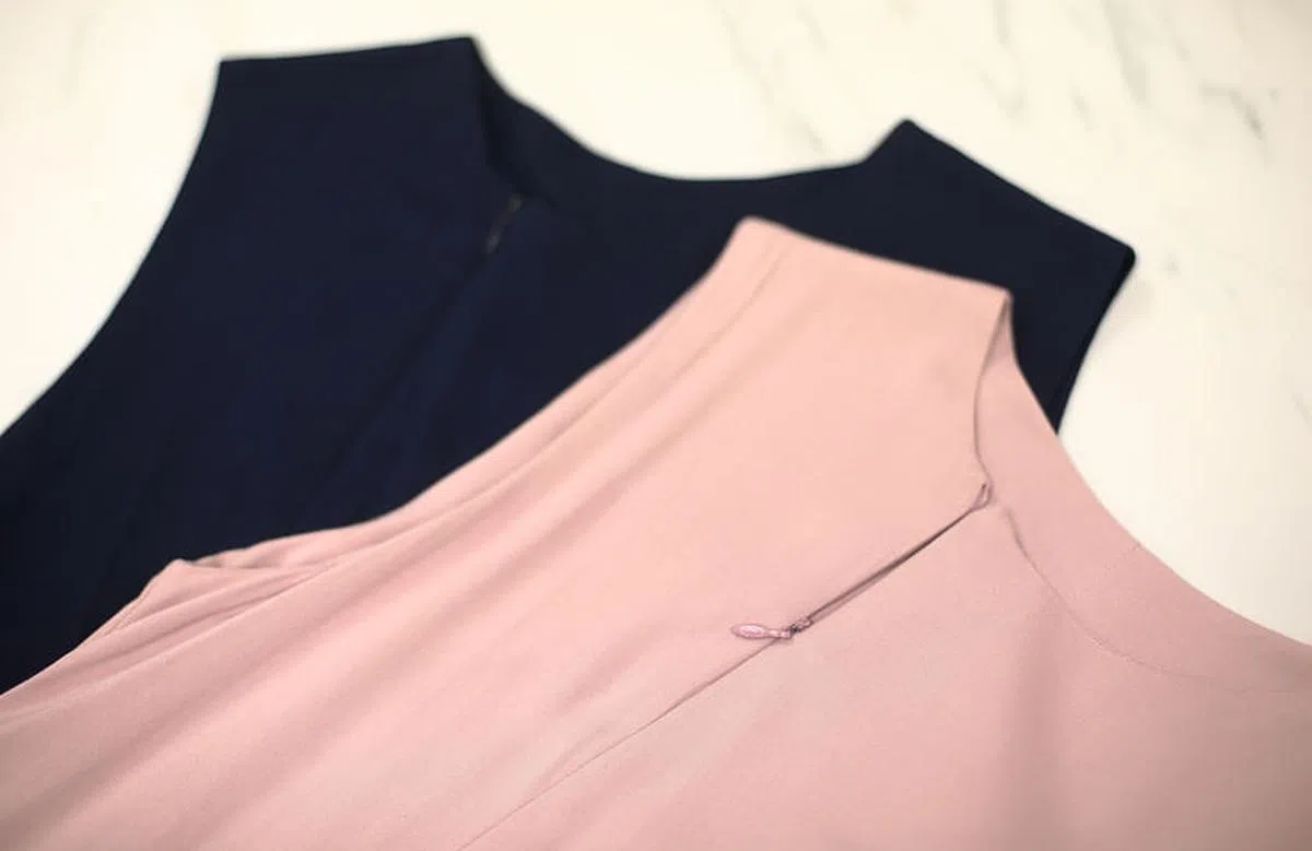 “Will & Well”设计师林施恩将隐藏式的拉链移到前面，使用者可以自己拉上。（Will & Well）