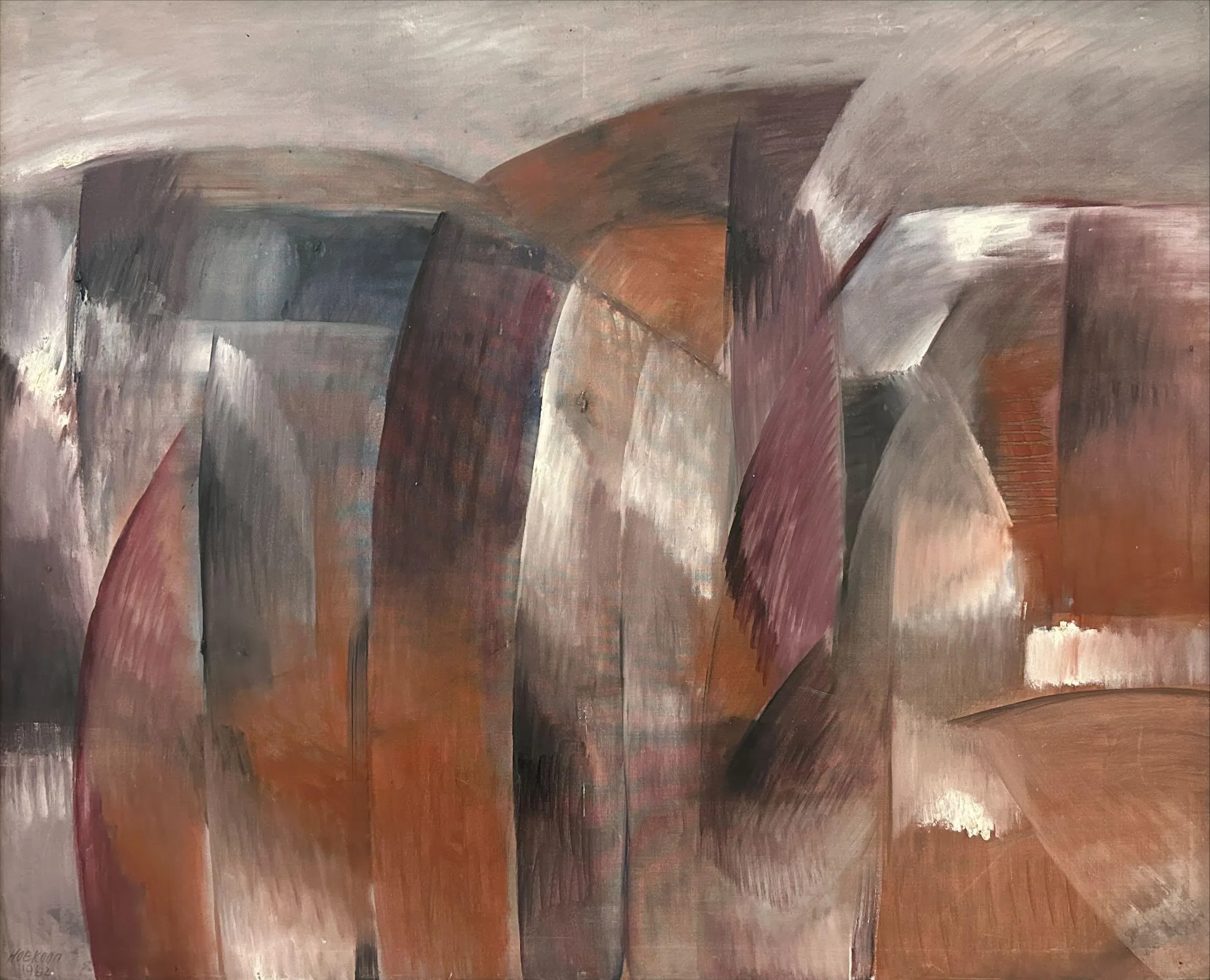 杨可均标志性抽象油画《城乡》。（海卉艺苑提供）