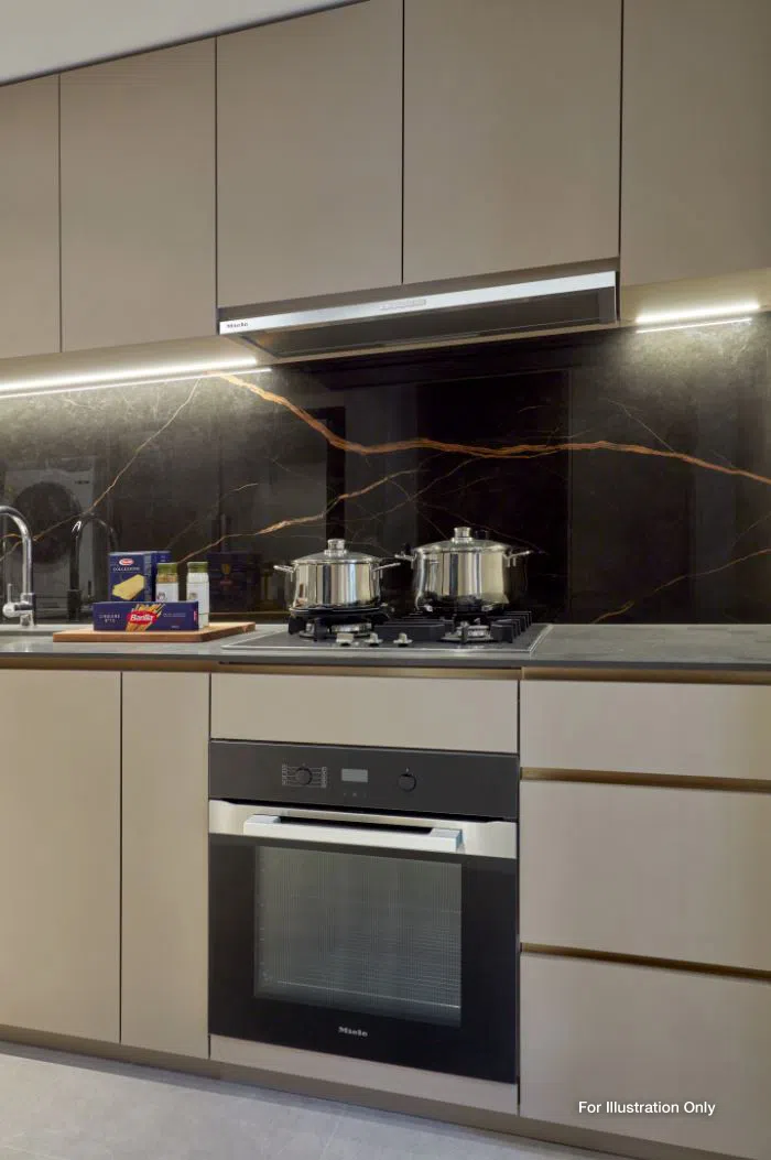 名门世家有多种房型，所配备的厨浴用品均是国际高端品牌。（图/新海逸和中建地产提供）