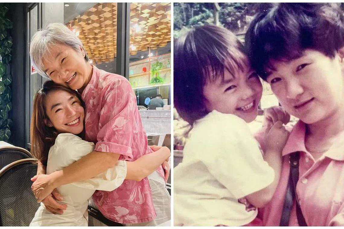 高艺小时候和长大后跟妈妈的合照。（取自艺人社媒）
