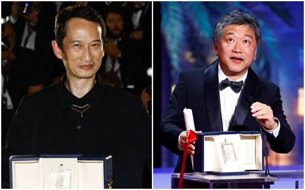 法籍越南裔导演陈英雄（左图）获得最佳导演奖，是枝裕和（右图）代领最佳编剧奖。（路透社）