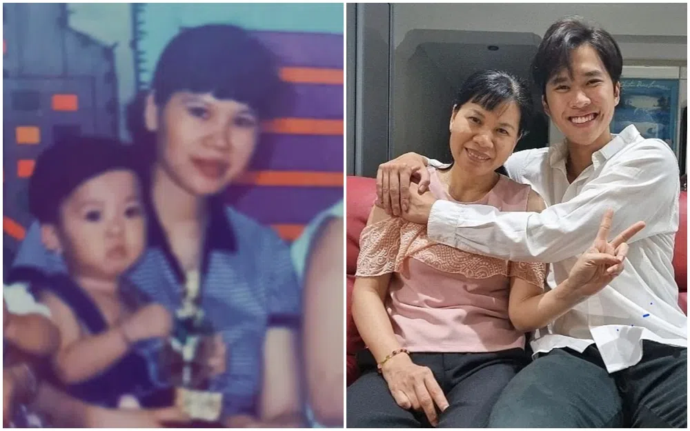 郭坤耀小时候体弱多病，多亏妈妈悉心照顾，现在才能长得高大健康。（郭坤耀提供）