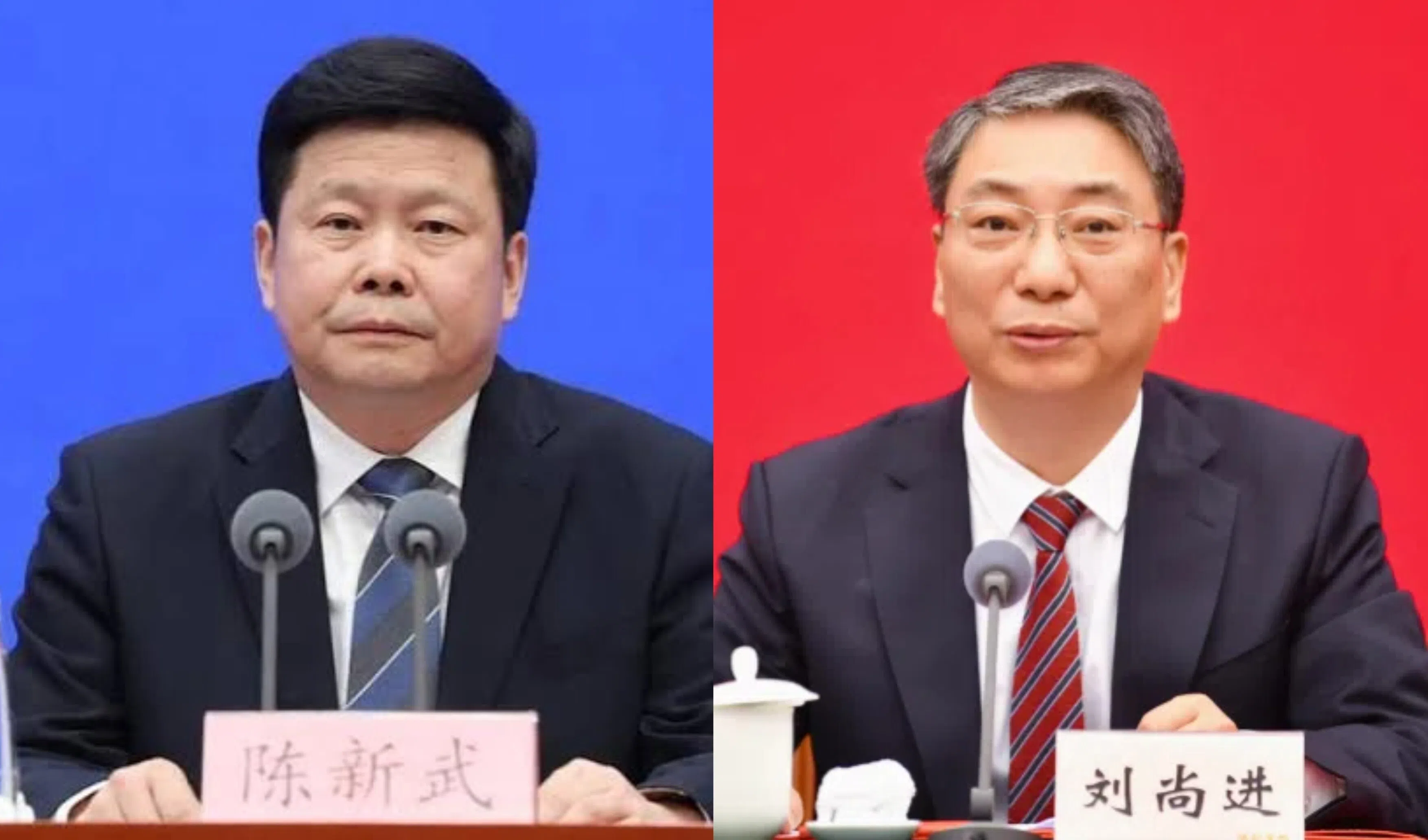 重庆市政府新领导层7月底成形，市长陈新武（左）、常务副市长刘尚进（右），曾先后担任重庆市委书记袁家军（不在图中）的大秘。（互联网）