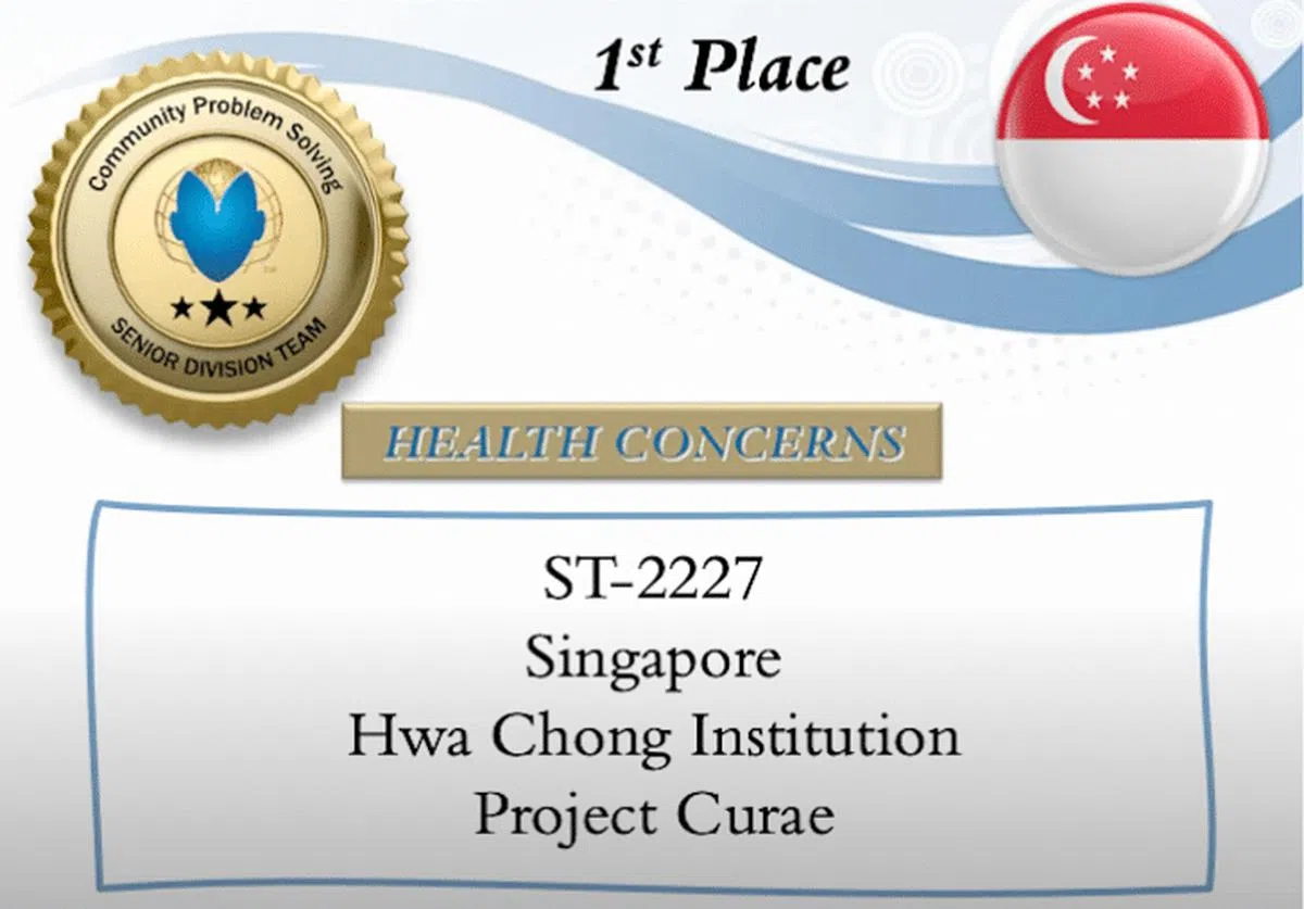  Project Curae捧走“未来问题解决计划世界赛”（高年级组）一等奖，为国争光。（受访者提供）