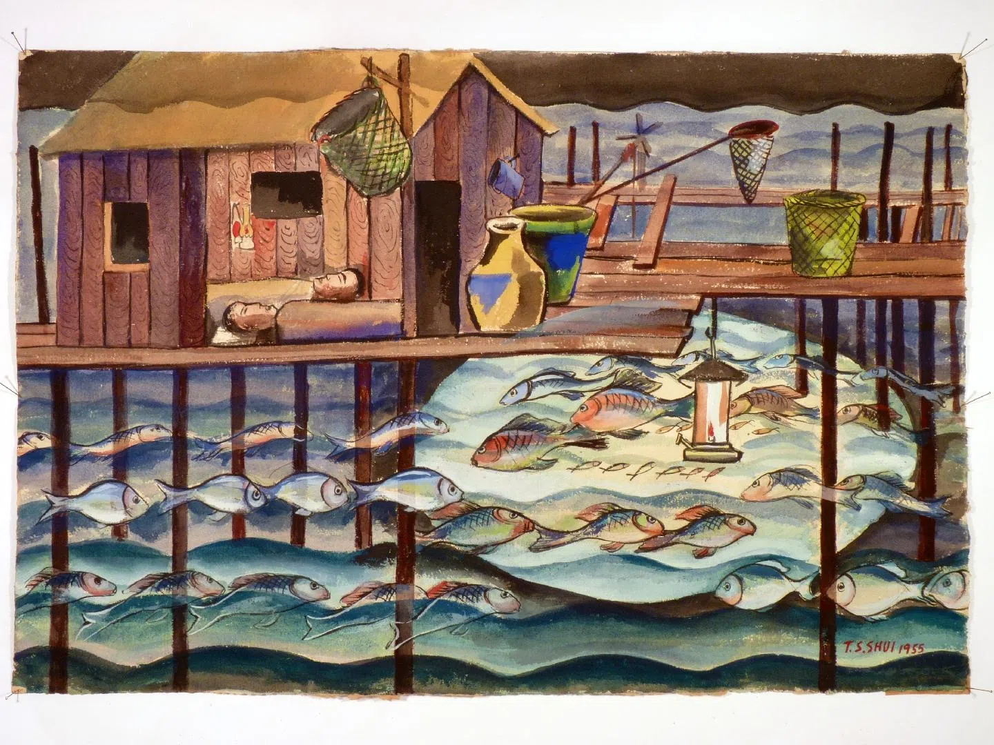 许铁生水彩画《渔家之梦》（1955）。（品艺画廊提供）