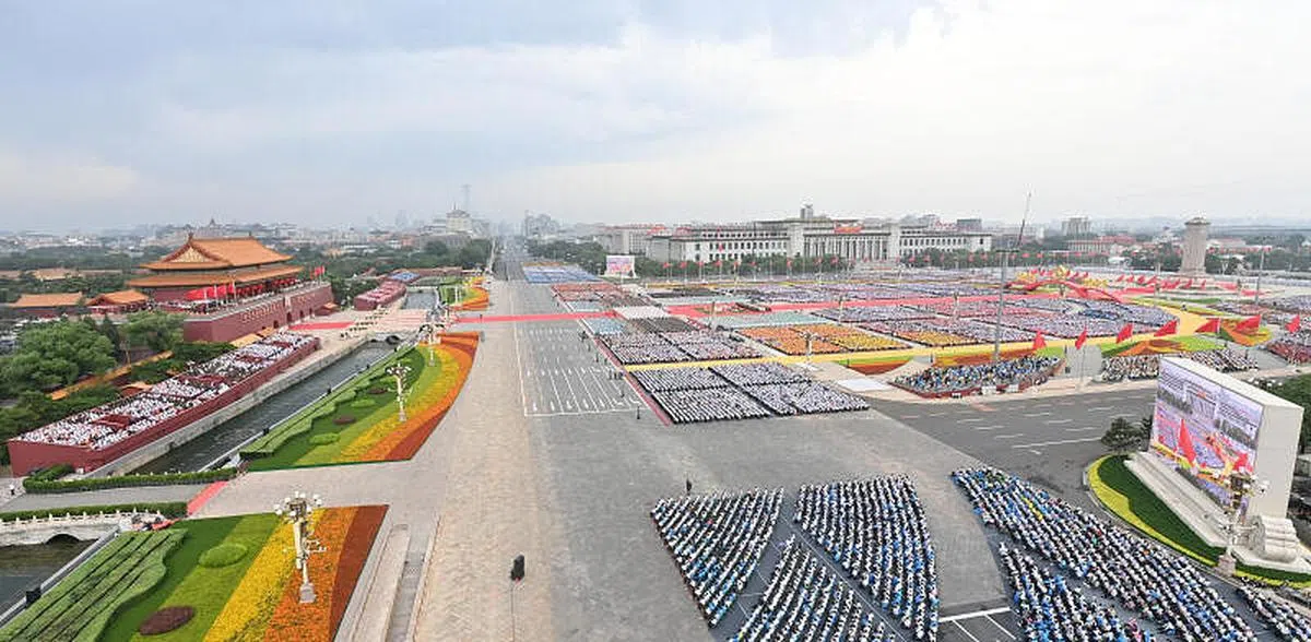 中共最高规格的建党百年庆祝大会现场。（新华社）