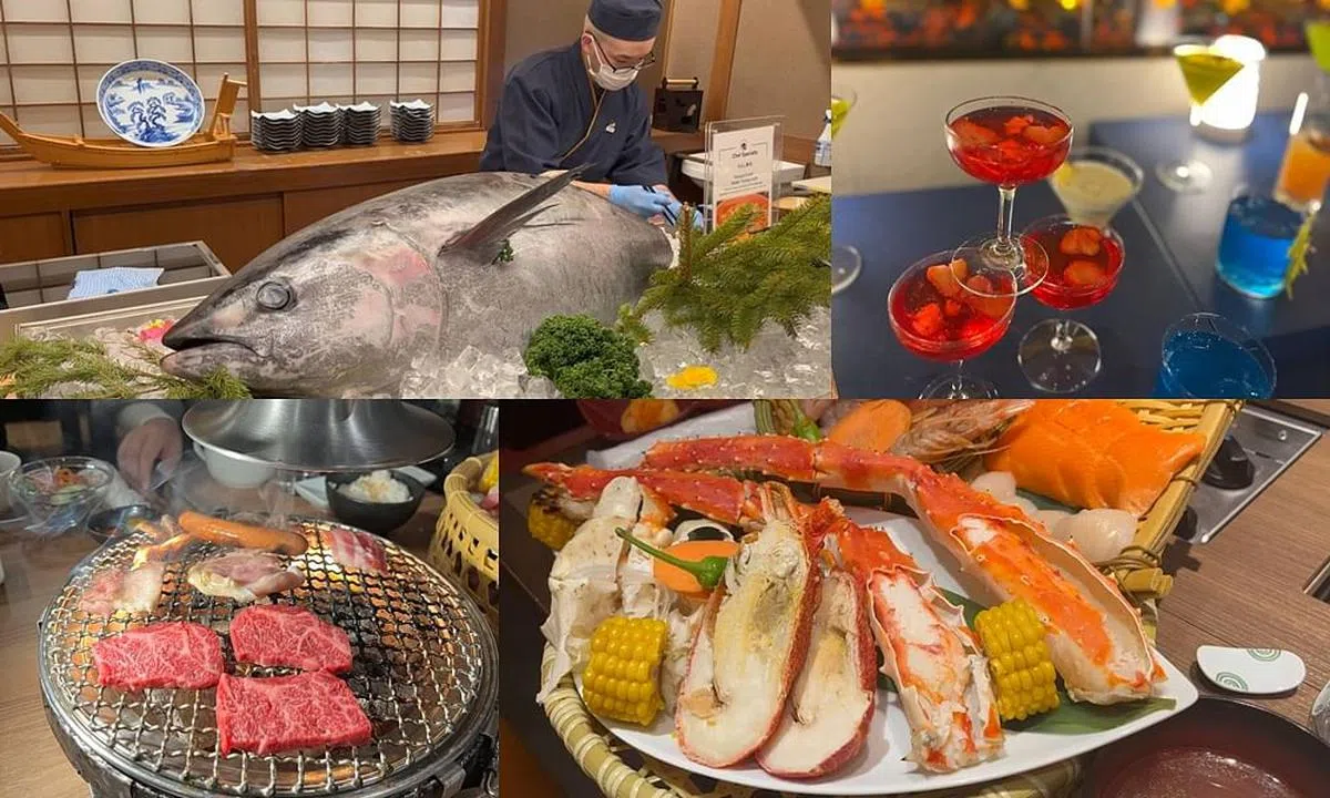 度假村的自助餐选择多元，也有餐厅提供日式烧烤。（曾慧仪摄）