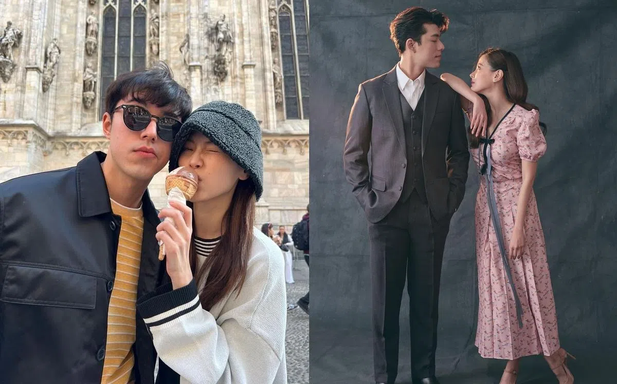 Nine和Baifern今年同游意大利后感情升温。右图是Baifern认爱后首次在IG贴出与Nine的合照。（艺人 IG）