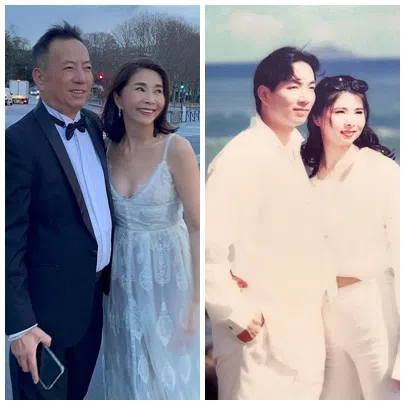 陈秀环和老公也拍照复制当年的画面。（取自陈秀环IG）