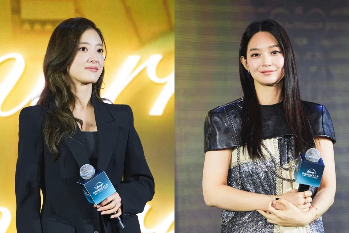 李世荣（左）和申敏儿在奇幻韩剧《再婚皇后》中与朱智勋都有一段情。（Disney+提供）