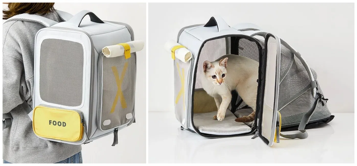 宠物背包可折叠，灵活扩充活动空间。（互联网）