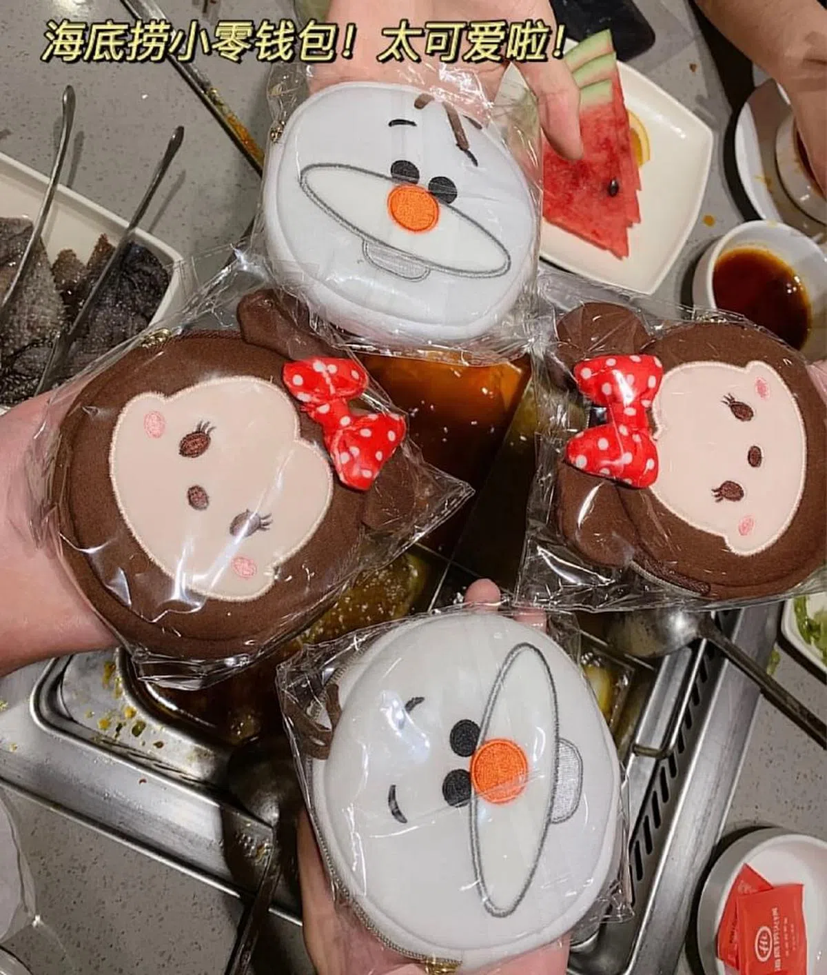 海底捞赠送的零钱包，种类繁多深受顾客喜爱。（取自MoriXia小红书）