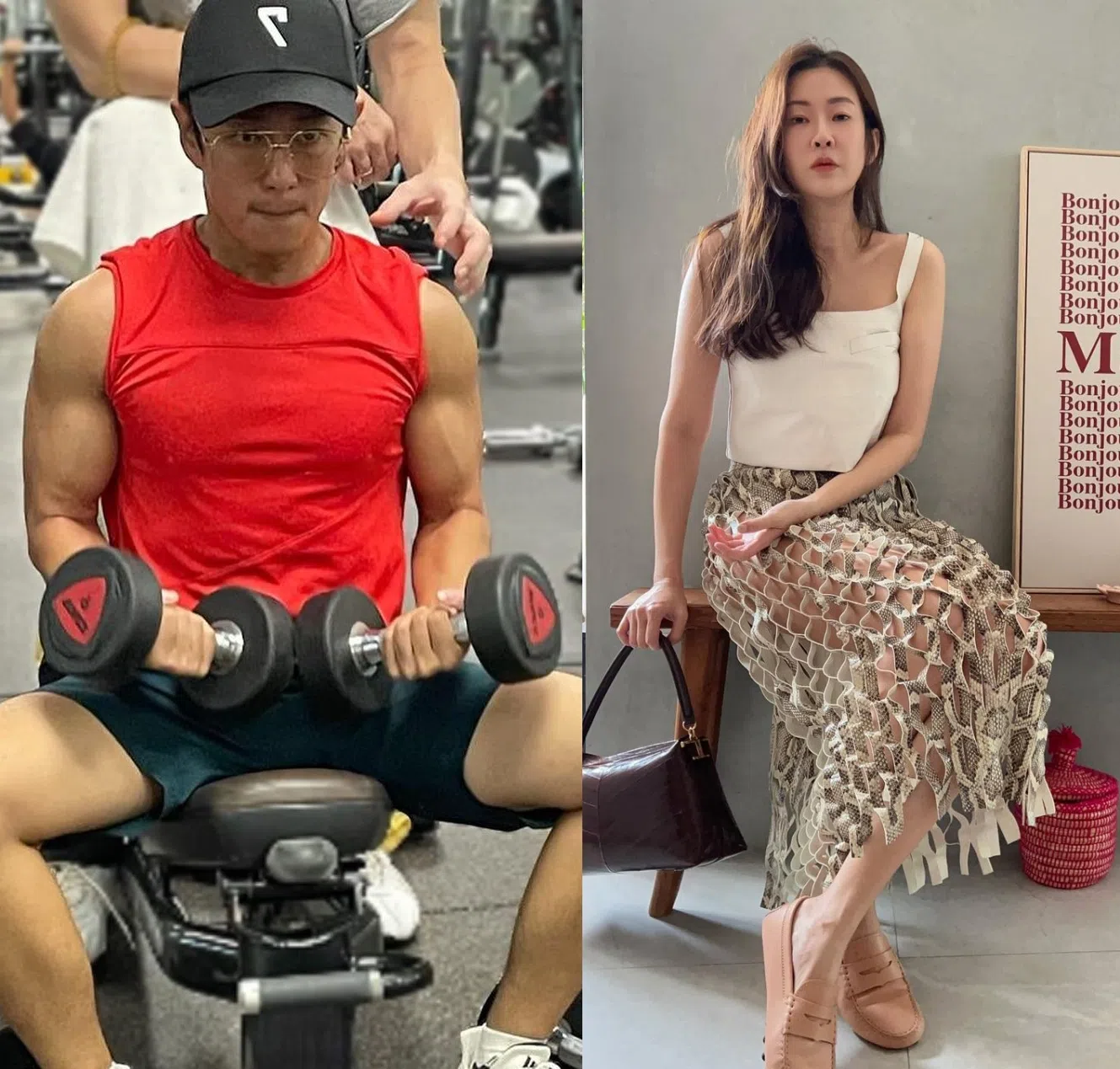 田铭耀（右图）为新剧《金色大道》减肥锻炼身体，刘子绚（左图）则认为减肥是演员一辈子的功课。（取自艺人IG）